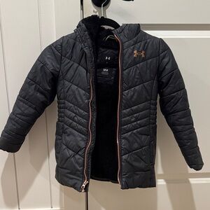 Under Armour Charcoal Quilted Jacket with rose gold Logo